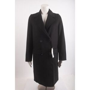 Zara Womens Pea Coat Double breasted Black XS Wool Blend Mid Length 4070/221 NWT